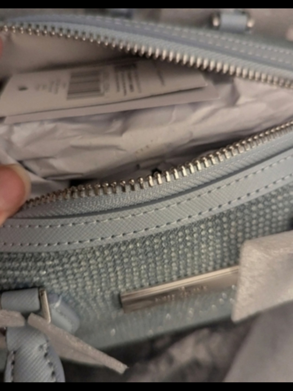 Kate Spade Madlison Crystal-Embellished Denim Satchel w Detachable Strap NWT - Picture 2 of 9
